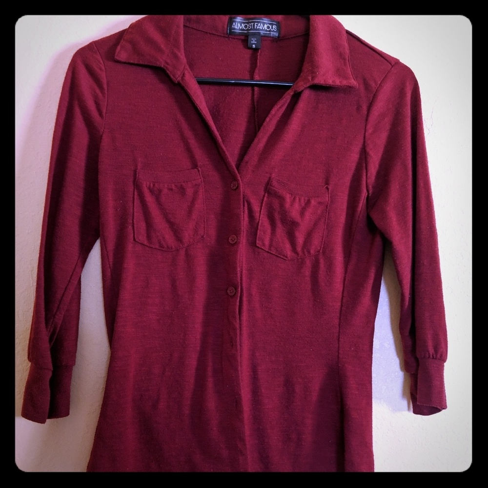 Burgundy button up